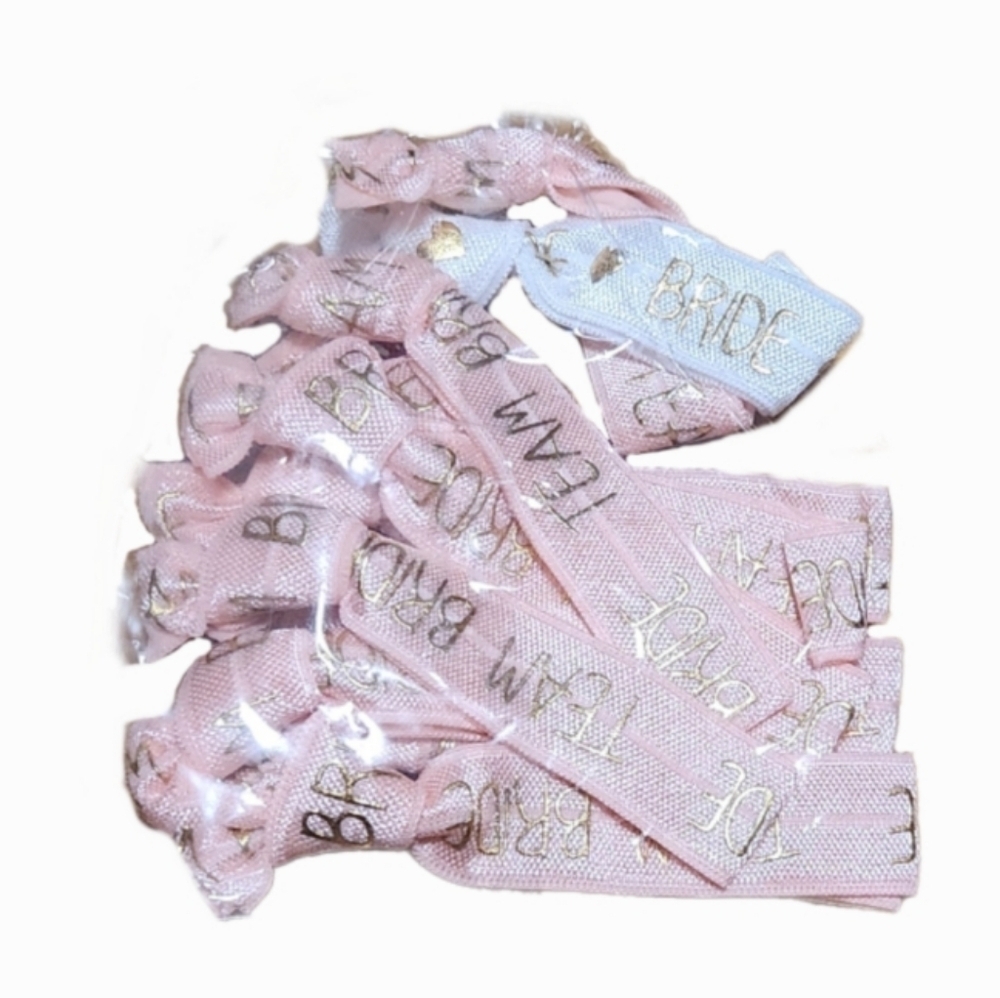 Pink "Bride Tribe" (10) & White "Bride" Bracelets